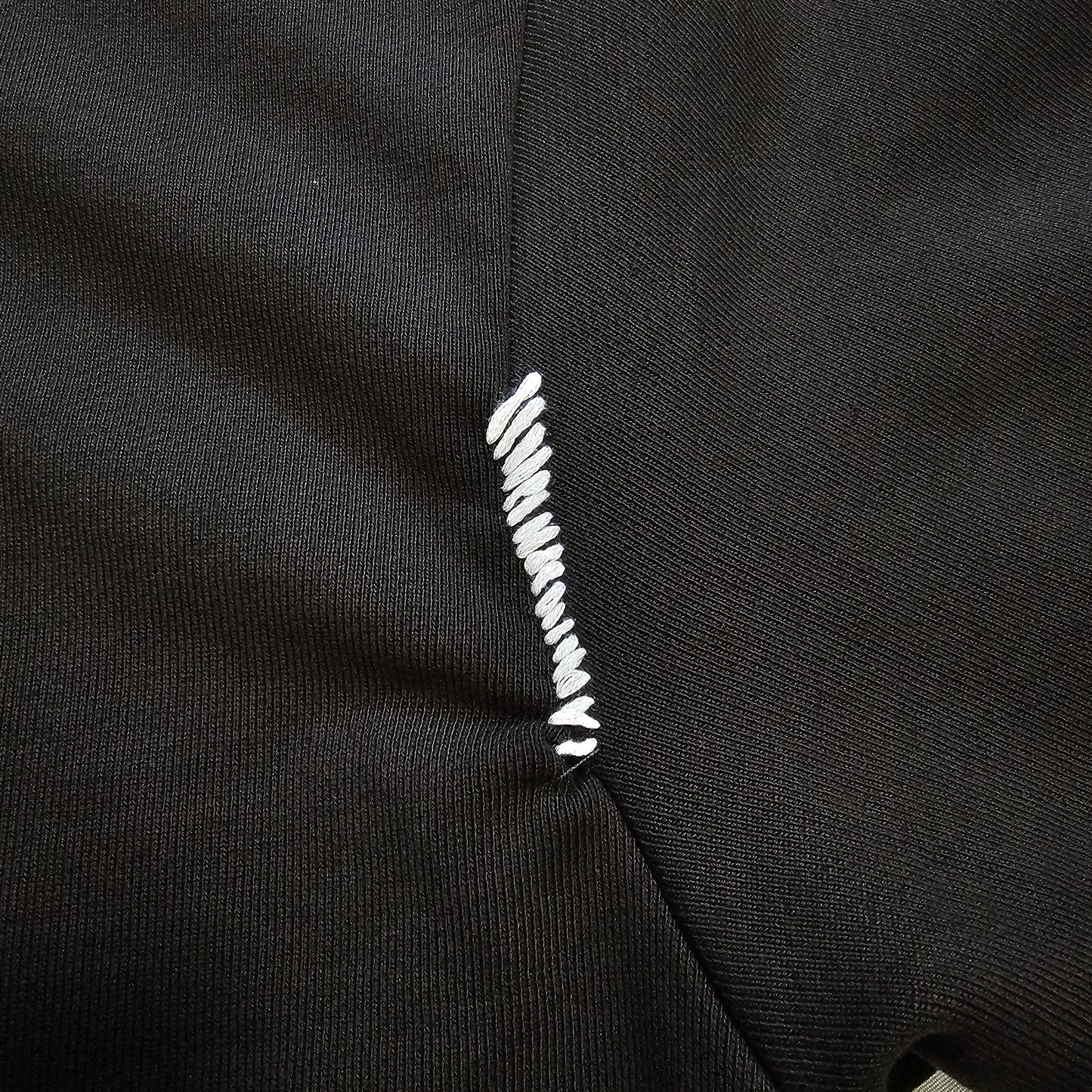 Black Double Zip Hoodie - White Thread 2.0