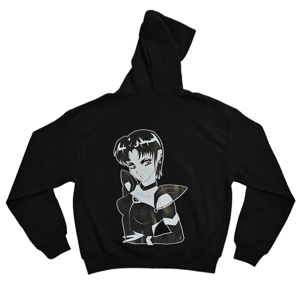 Black Double Zip Hoodie - White Thread 2.0 – Naisutaimingu Black Double Zip Hoodie - White Thread 2.0 – Naisutaimingu